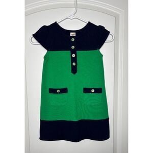Gymboree Girls Color Block Dress Short Sleeve‎ Navy Blue Green Size 5